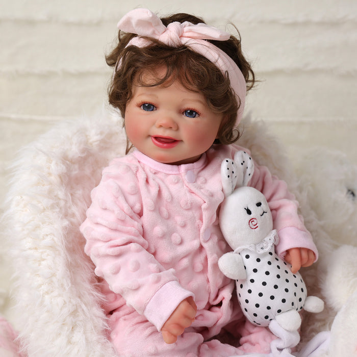 Babeside Sunny 17'' Reborn Baby Doll Girl Blue Eyes Soft And Lovely Pink