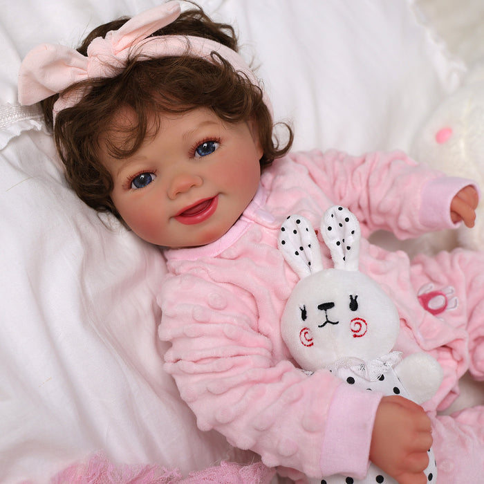 Babeside Sunny 17'' Reborn Baby Doll Girl Blue Eyes Soft And Lovely Pink