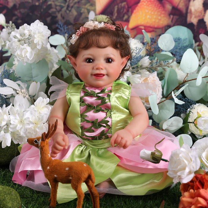Babeside Sunny 17'' Reborn Baby Doll Girl Brown Eyes Soft And Lovely Flower Fairy Green (Pre-Order, Ship Date: About March 10)