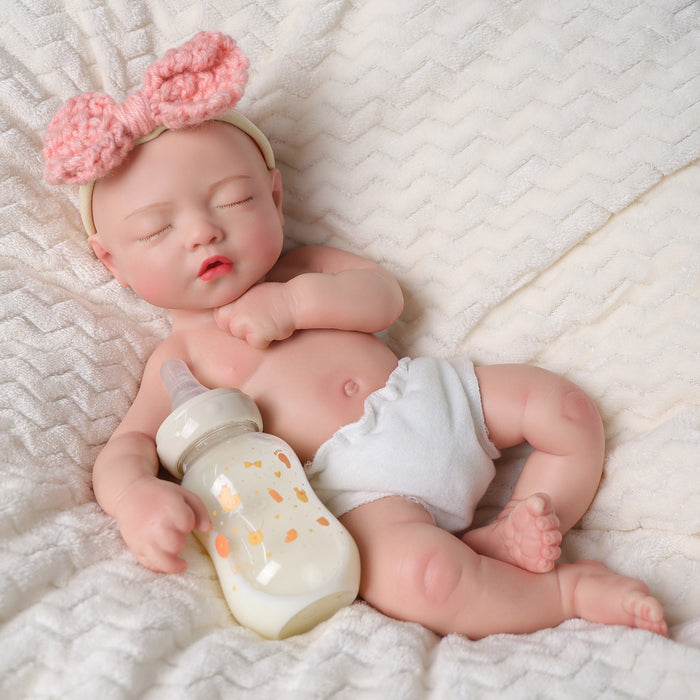 Babeside Suzy 16" Full Silicone Reborn Baby Girl Lifelike Sleeping with Chequeen Skirt