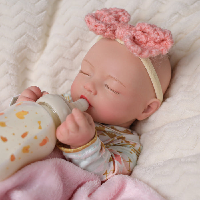 Babeside Suzy 16" Full Silicone Reborn Baby Girl Lifelike Sleeping with Chequeen Skirt