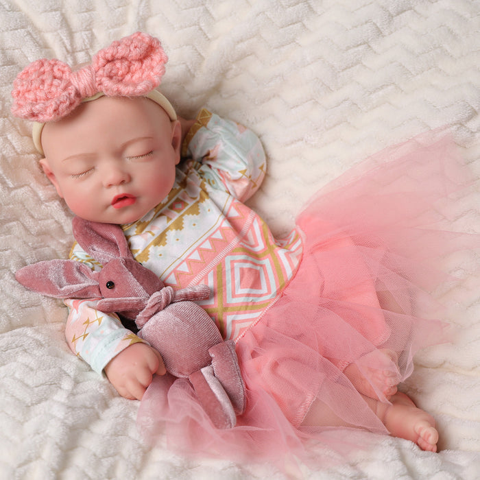 Babeside Suzy 16" Full Silicone Reborn Baby Girl Lifelike Sleeping with Chequeen Skirt