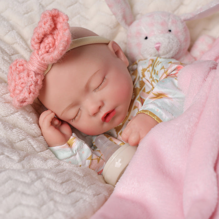 Babeside Suzy 16" Full Silicone Reborn Baby Girl Lifelike Sleeping with Chequeen Skirt