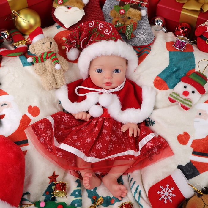 Babeside Terry 12" Chrismas Full Silicone Reborn Baby Girl Awake