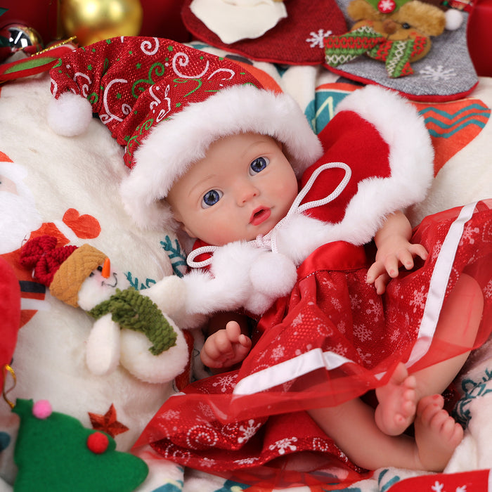 Babeside Terry 12" Chrismas Full Silicone Reborn Baby Girl Awake