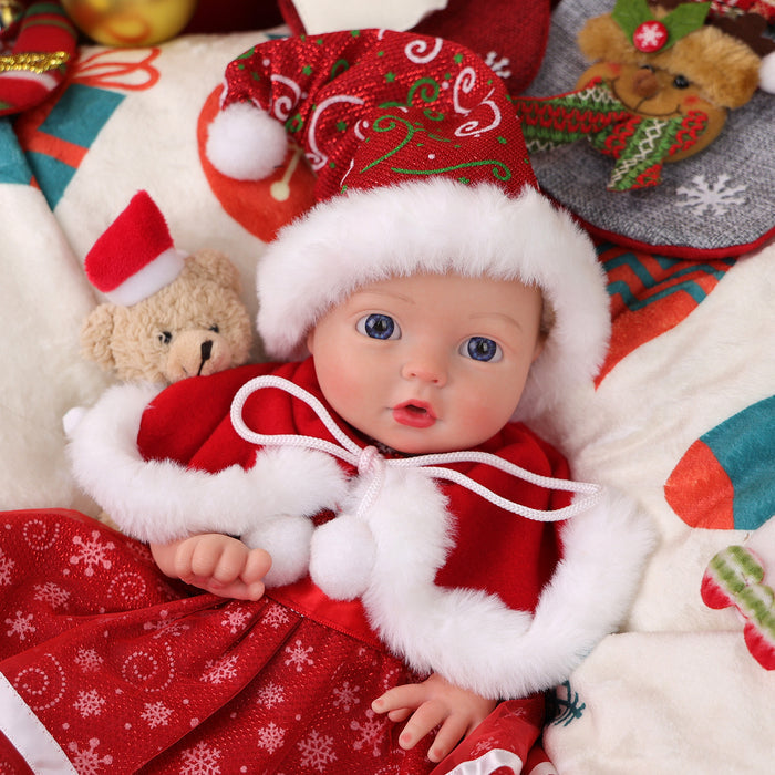 Babeside Terry 12" Chrismas Full Silicone Reborn Baby Girl Awake