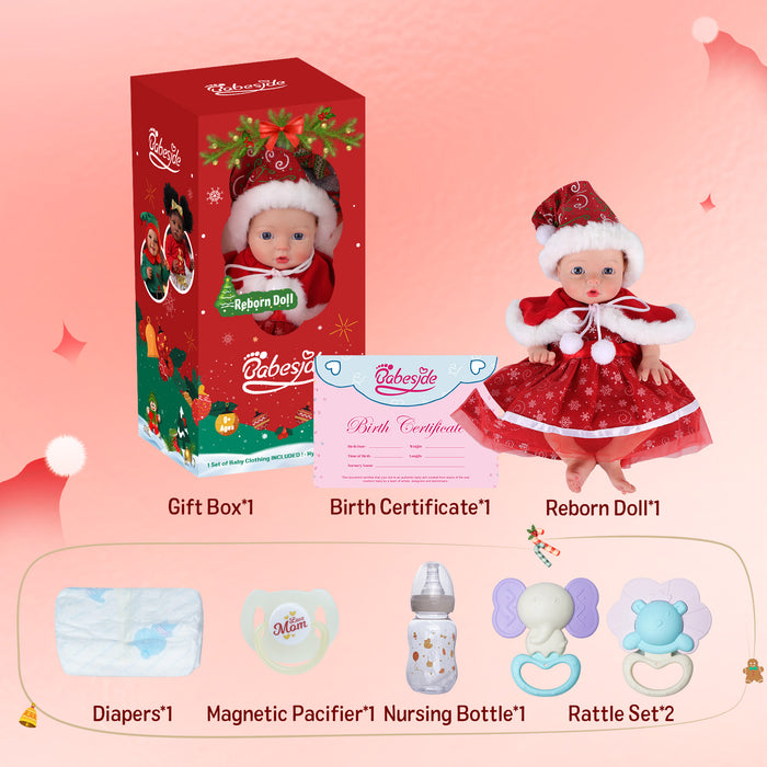 Babeside Terry 12" Chrismas Full Silicone Reborn Baby Girl Awake