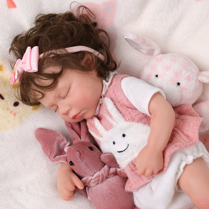 Babeside Thea 12'' Full Silicone Lifelike Reborn Baby Adorable Girl Dolls Pink Bunny Rabbit