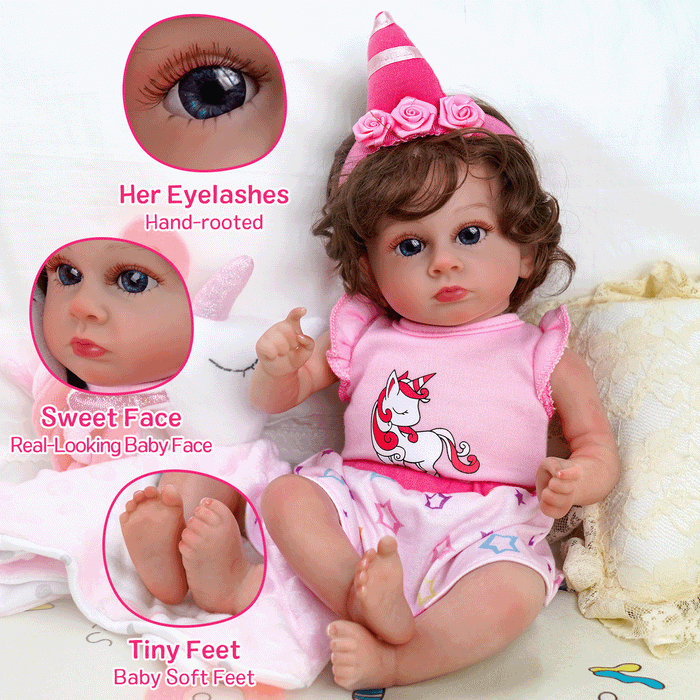 Babeside Trayn 12" Reborn Baby Doll Infant Lovely Awake Girl Pink Unicorn