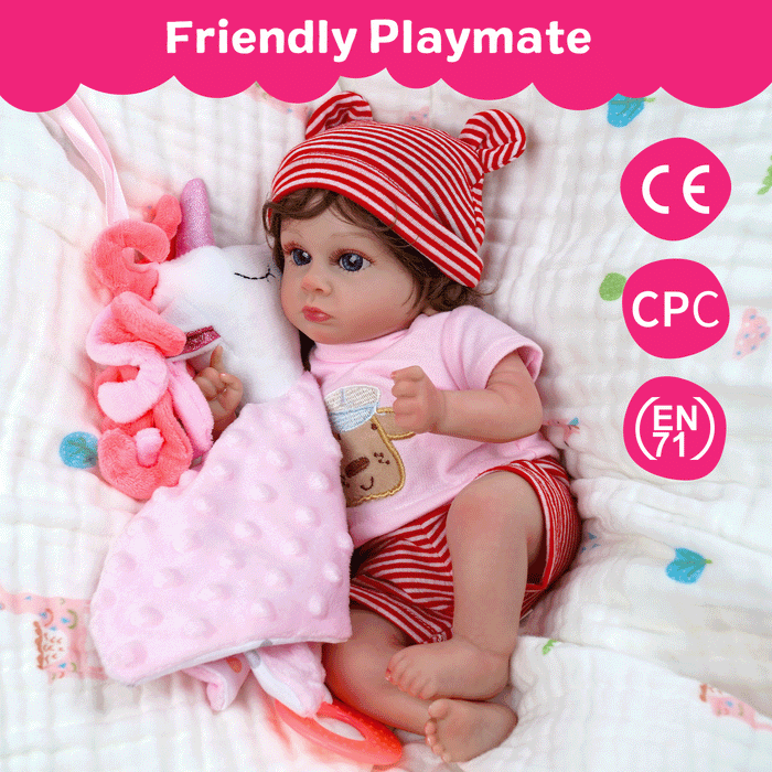 Babeside Trayn 12" Reborn Baby Doll Infant Lovely Awake Girl Pink Unicorn