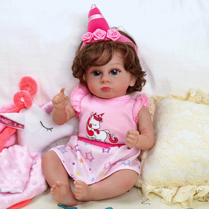 Babeside Trayn 12" Reborn Baby Doll Infant Lovely Awake Girl Pink Unicorn