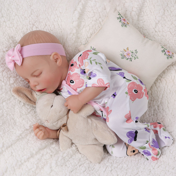 Babeside Twinnie 15" Reborn Baby Doll Lifelike Girl Sleeping Infant Lovely Beautiful Flowers