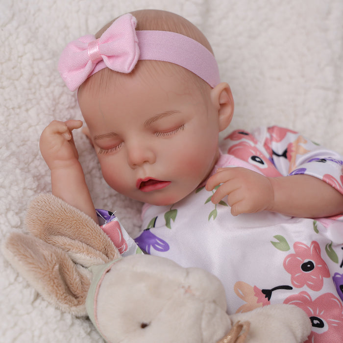 Babeside Twinnie 15" Reborn Baby Doll Lifelike Girl Sleeping Infant Lovely Beautiful Flowers