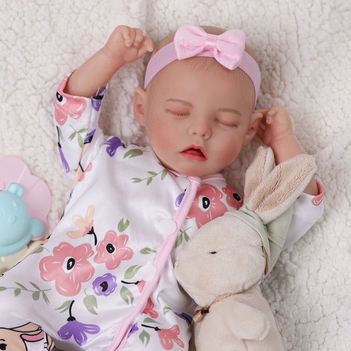 Babeside Twinnie 15" Reborn Baby Doll Lifelike Girl Sleeping Infant Lovely Beautiful Flowers
