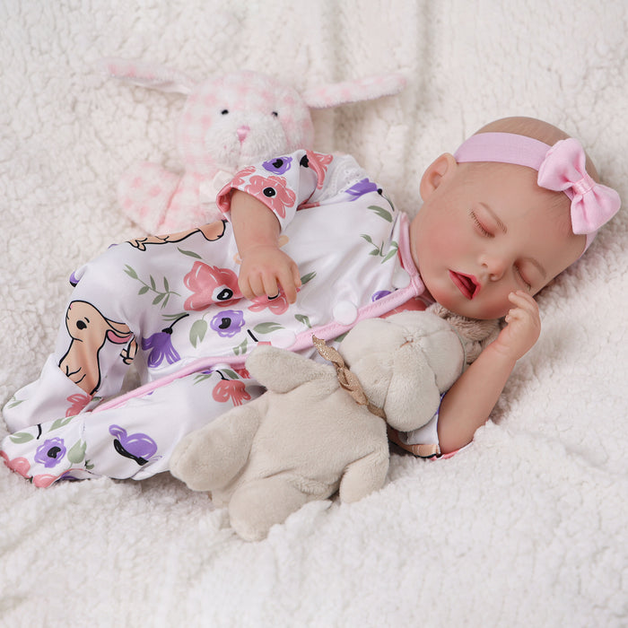 Babeside Twinnie 15" Reborn Baby Doll Lifelike Girl Sleeping Infant Lovely Beautiful Flowers