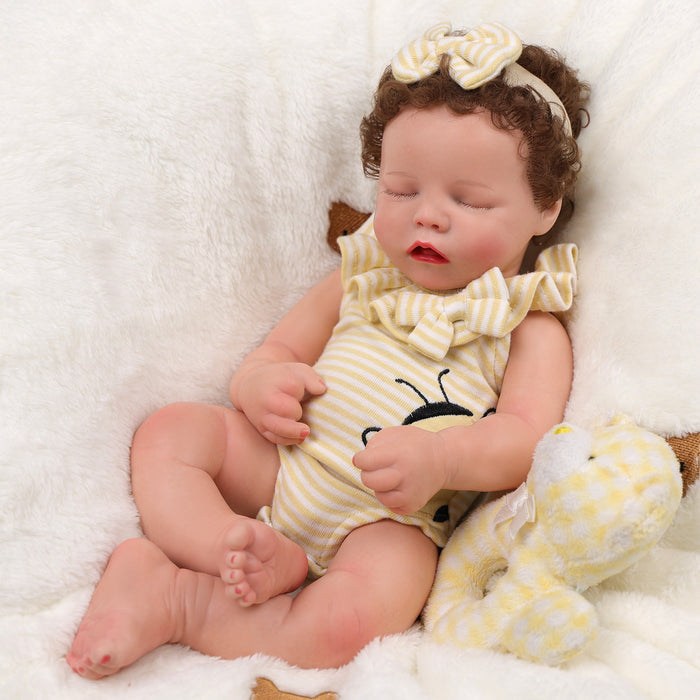 Babeside Twinnie 16" Full Silicone Reborn Baby Doll Girl Sleeping Cute Bee