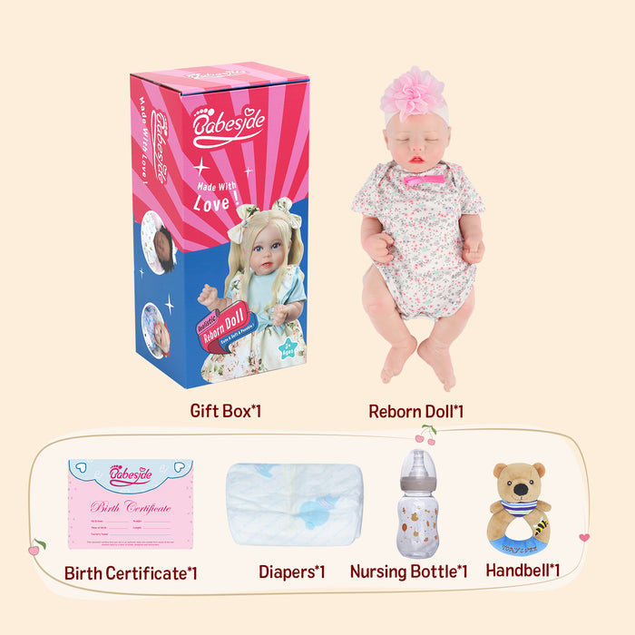 Babeside Twinnie 16'' Full Silicone Reborn Baby Doll Sleeping Girl