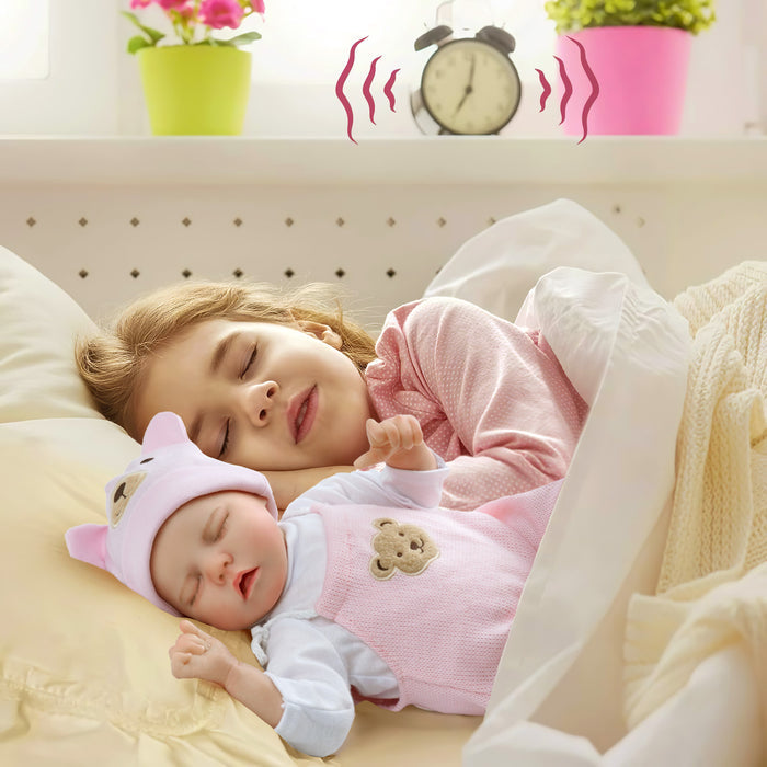 Babeside Twinnie 17" Realistic Reborn Baby Doll Cute Girl Asleep Pink Bear