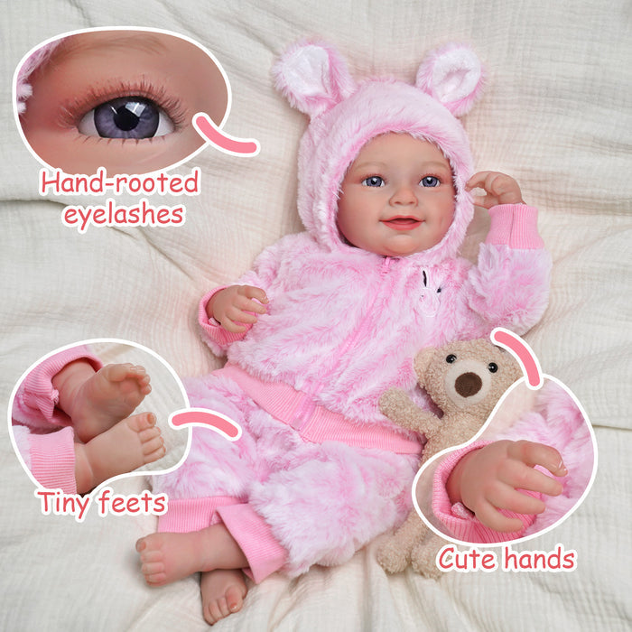 Babeside Wendy 20'' Realistic Reborn Baby Doll Girl Awake Winter Lovely And Soft Pink Bunny