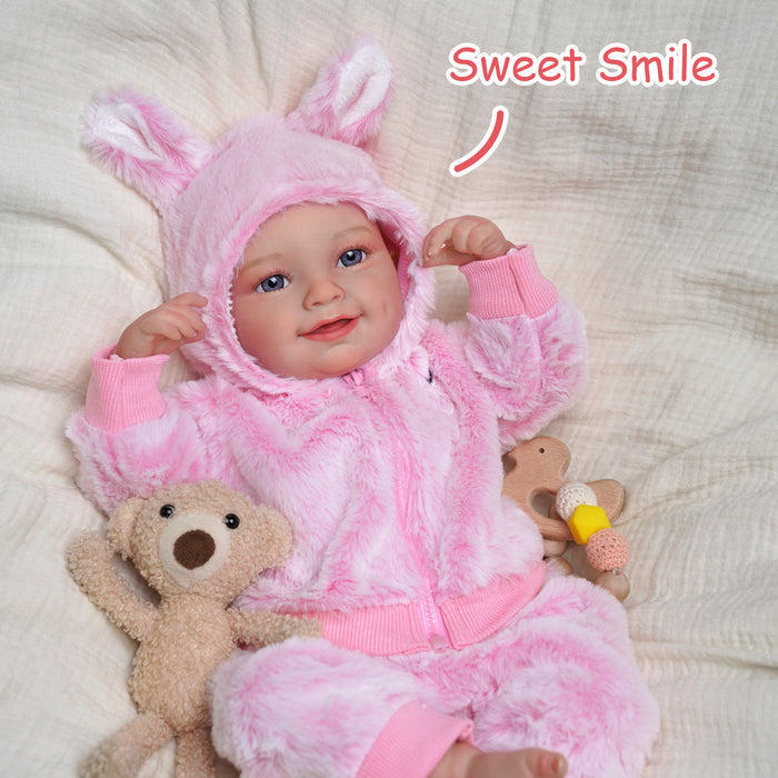 Babeside Wendy 20'' Realistic Reborn Baby Doll Girl Awake Winter Lovely And Soft Pink Bunny