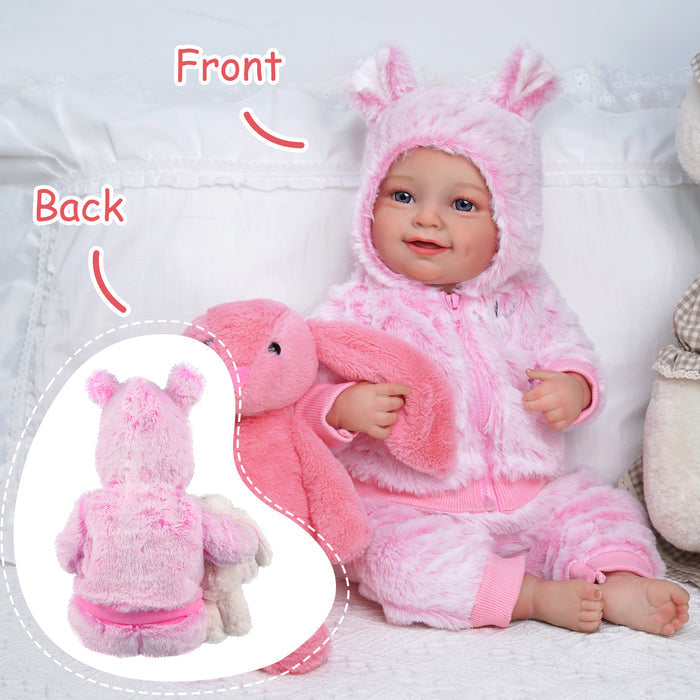 Babeside Wendy 20'' Realistic Reborn Baby Doll Girl Awake Winter Lovely And Soft Pink Bunny