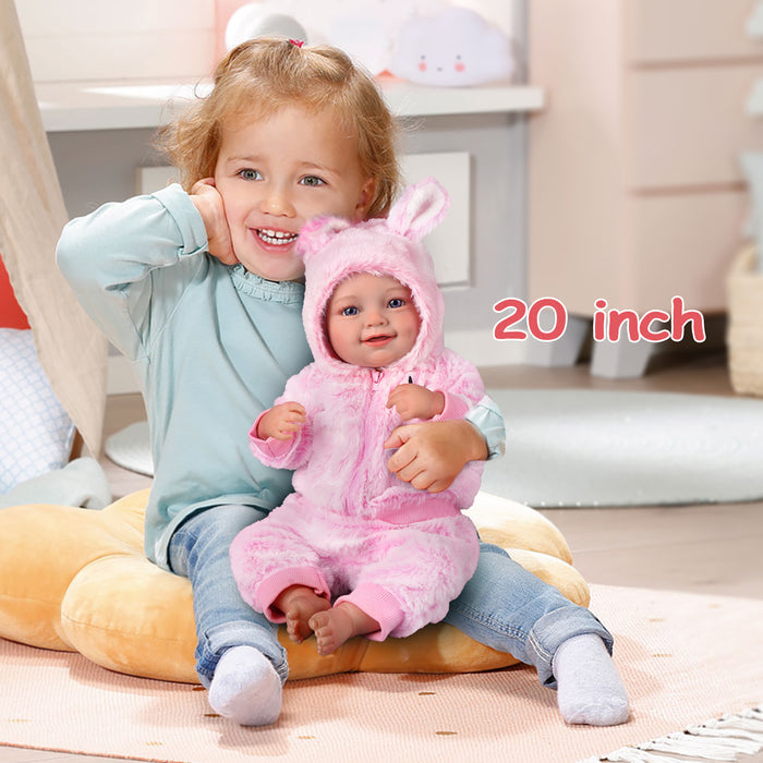 Babeside Wendy 20'' Realistic Reborn Baby Doll Girl Awake Winter Lovely And Soft Pink Bunny