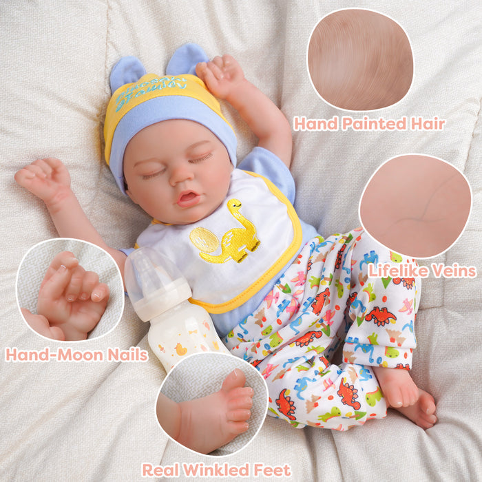 Babeside Yuta 17''Reborn Baby Doll Boy Asleep Cute Lifelike With Heartbeat Coos And Breath