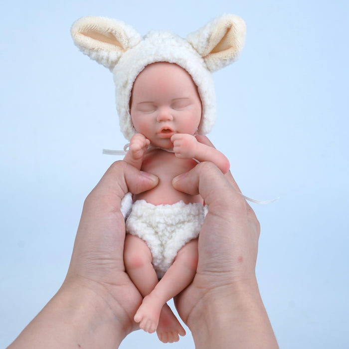 Babeside Yuta 8'' Full Silicone Reborn Baby Doll Boy Asleep Cute White Bunny