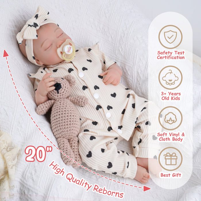 Babeside Zora 20" Realistic Reborn Baby Dolls Infant Girl Adorable Asleep Creamy Love Puff