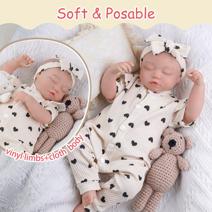 Babeside Zora 20" Realistic Reborn Baby Dolls Infant Girl Adorable Asleep Creamy Love Puff