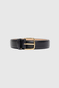 Belle Black Leather Gold Buckle Belt