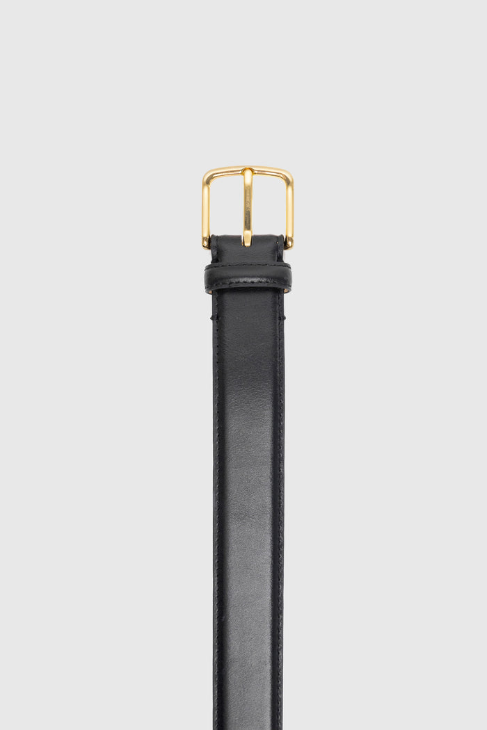 Belle Black Leather Gold Buckle Belt