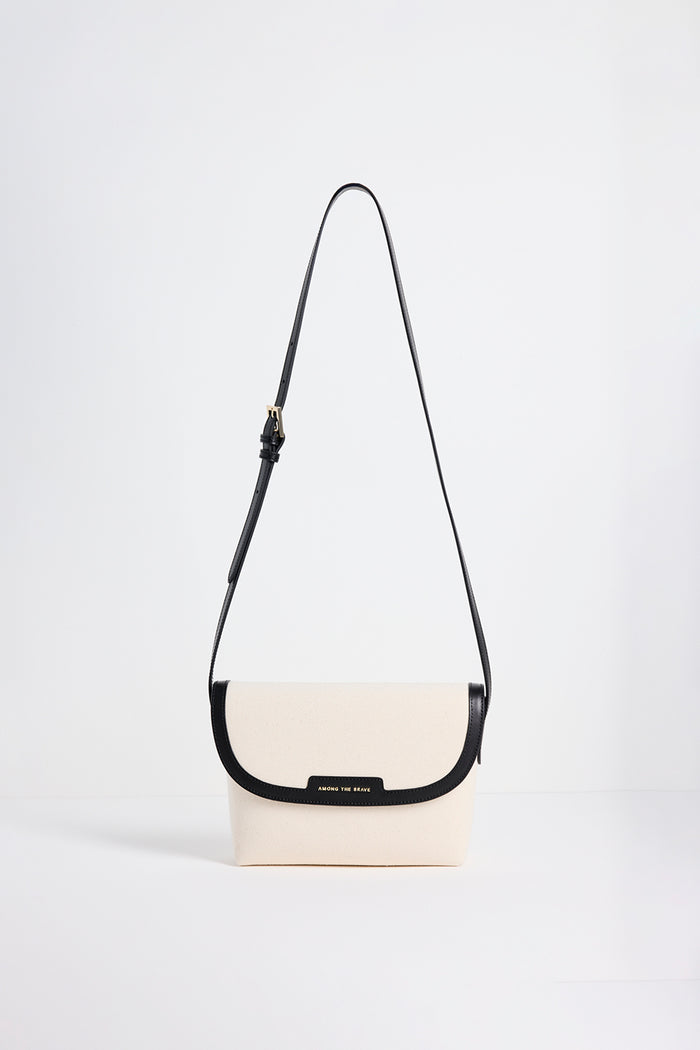 canvas leather trim crossbody bag