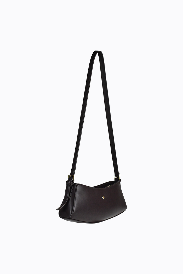Black shoulder bag on a white background