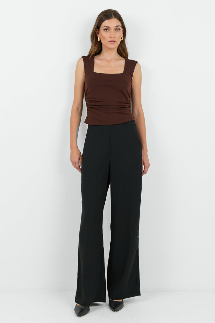 Best Life Black Soft Crepe Wide Leg Pant