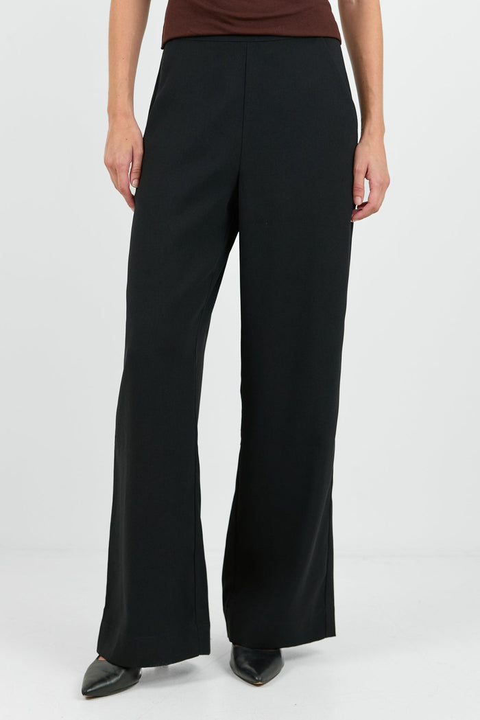 Best Life Black Soft Crepe Wide Leg Pant