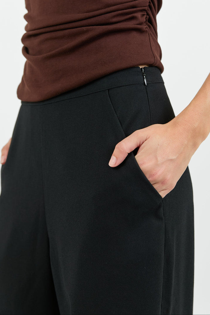 Best Life Black Soft Crepe Wide Leg Pant