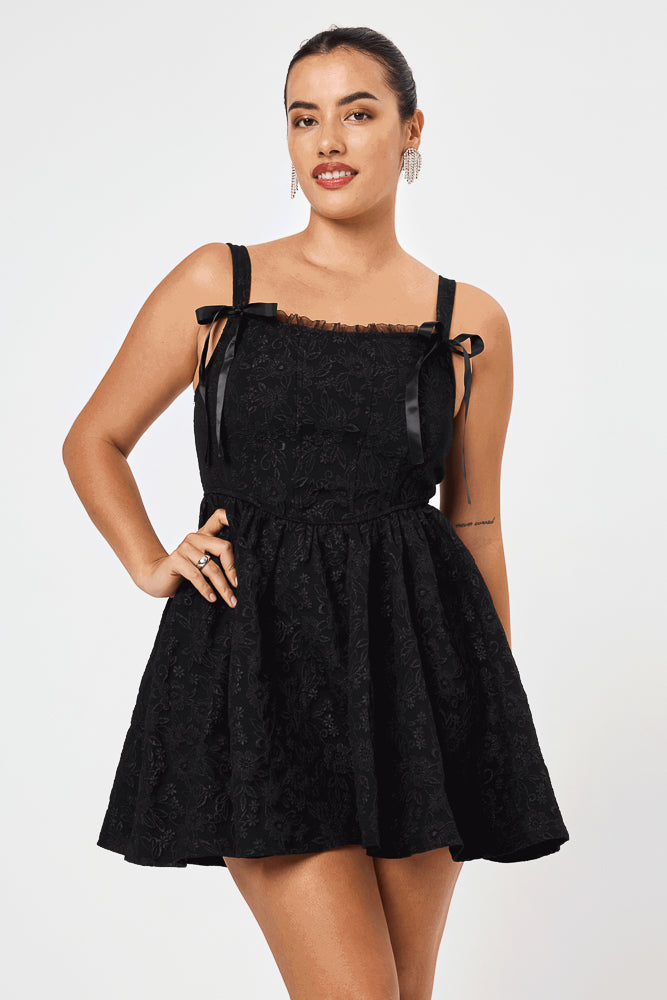 Black Embossed Corset Dress - Trixxi Clothing