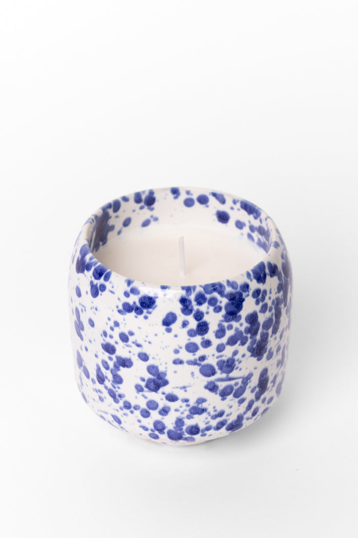 Blue Splash Glazed Ceramic Soy Wax Candle