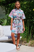 model wearing coloured dress