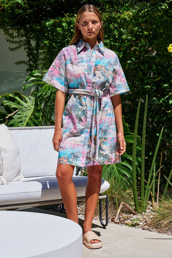 model wearing coloured dress