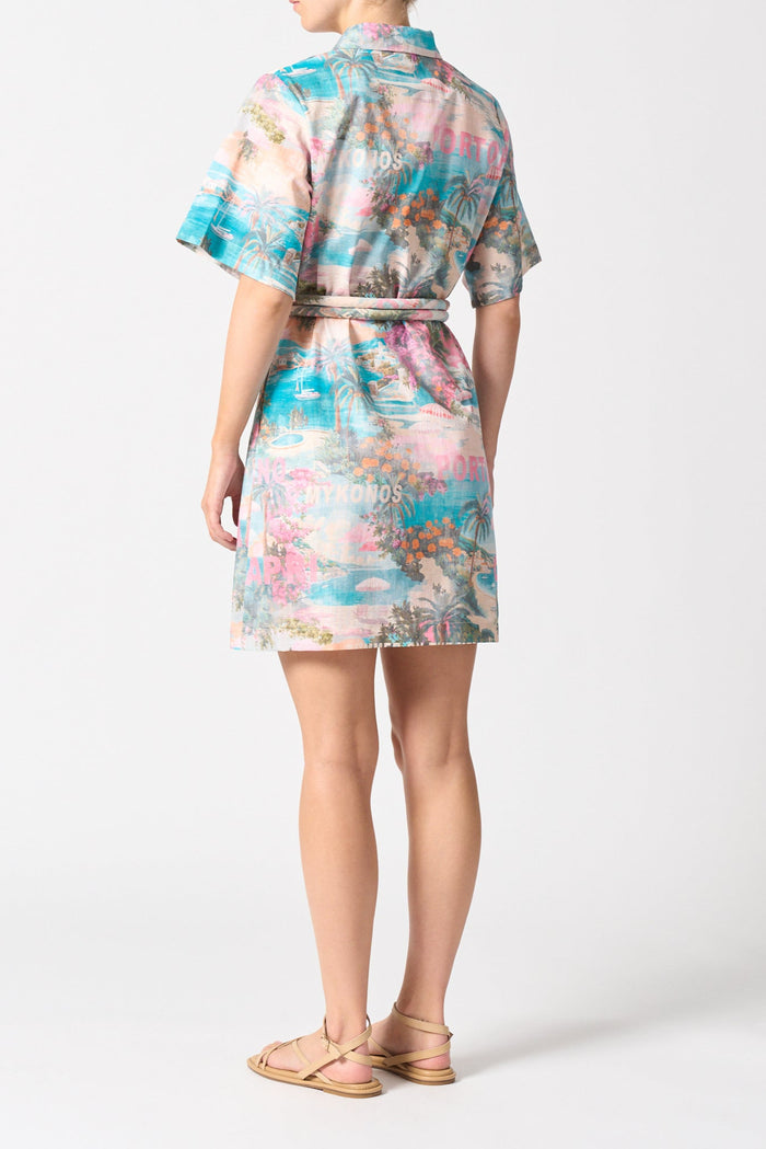 model wearing coloured dress