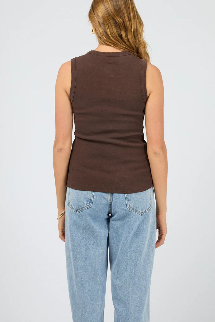 Button Up Chocolate Rib Sleeveless Tank