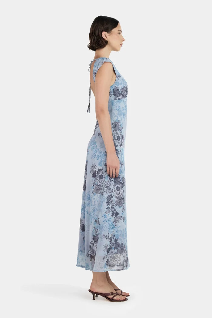 Cabello Blue Jasmine Low Back SS Midi Dress