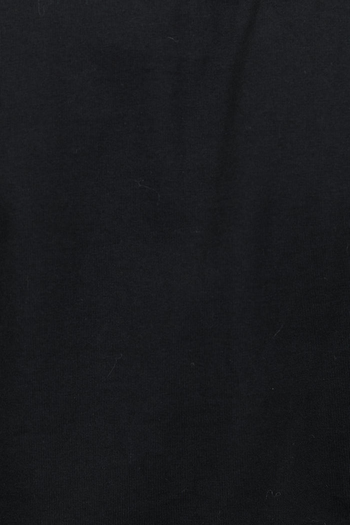 Cadence Black Cotton Gathered Waist Detail Short Sleeve Tee