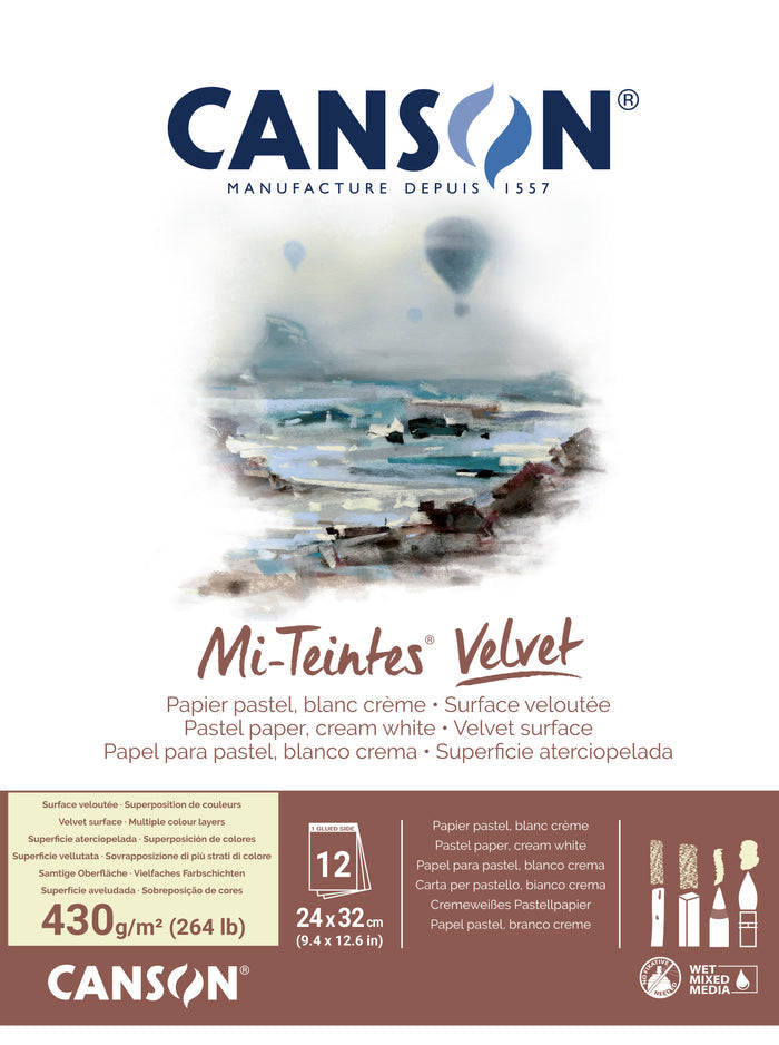 Canson Mi-Teintes Velvet Pastel Pad - Cream White - 9" x 12"