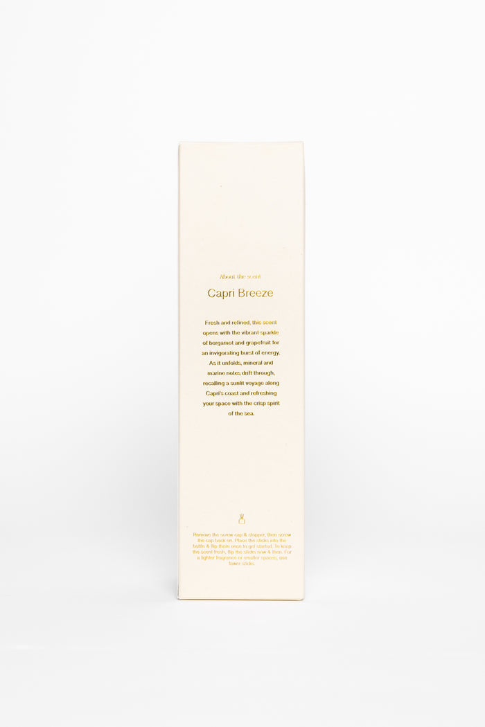 Long, narrow product packaging with text on a white background