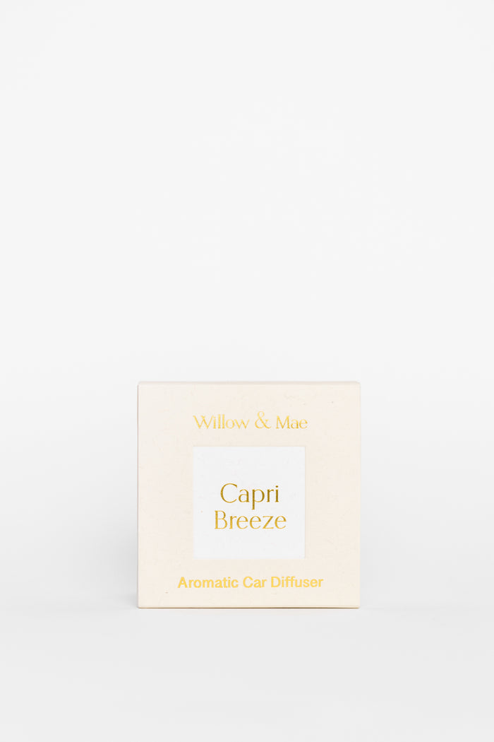 Willows & Mae Capri Breeze candle packaging on a white background