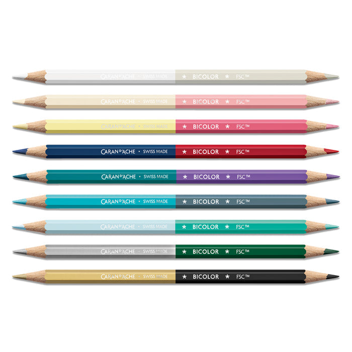Caran d'Ache Alpine Frost Bicolor Pencil - Set of 9 (18 Colours) - Clearance