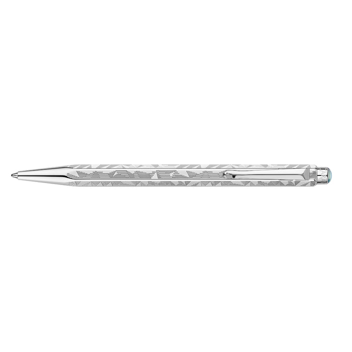 Caran d'Ache Alpine Frost Ecridor Ballpoint Pen & Polar Blue Leather Case - Clearance